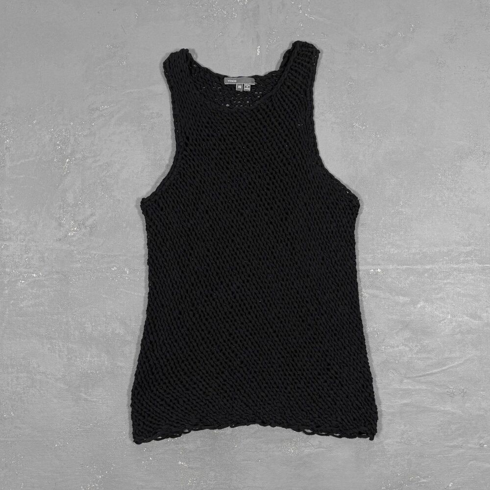 Vince. Black Chunky Loose Knit Tank Top Women's XS